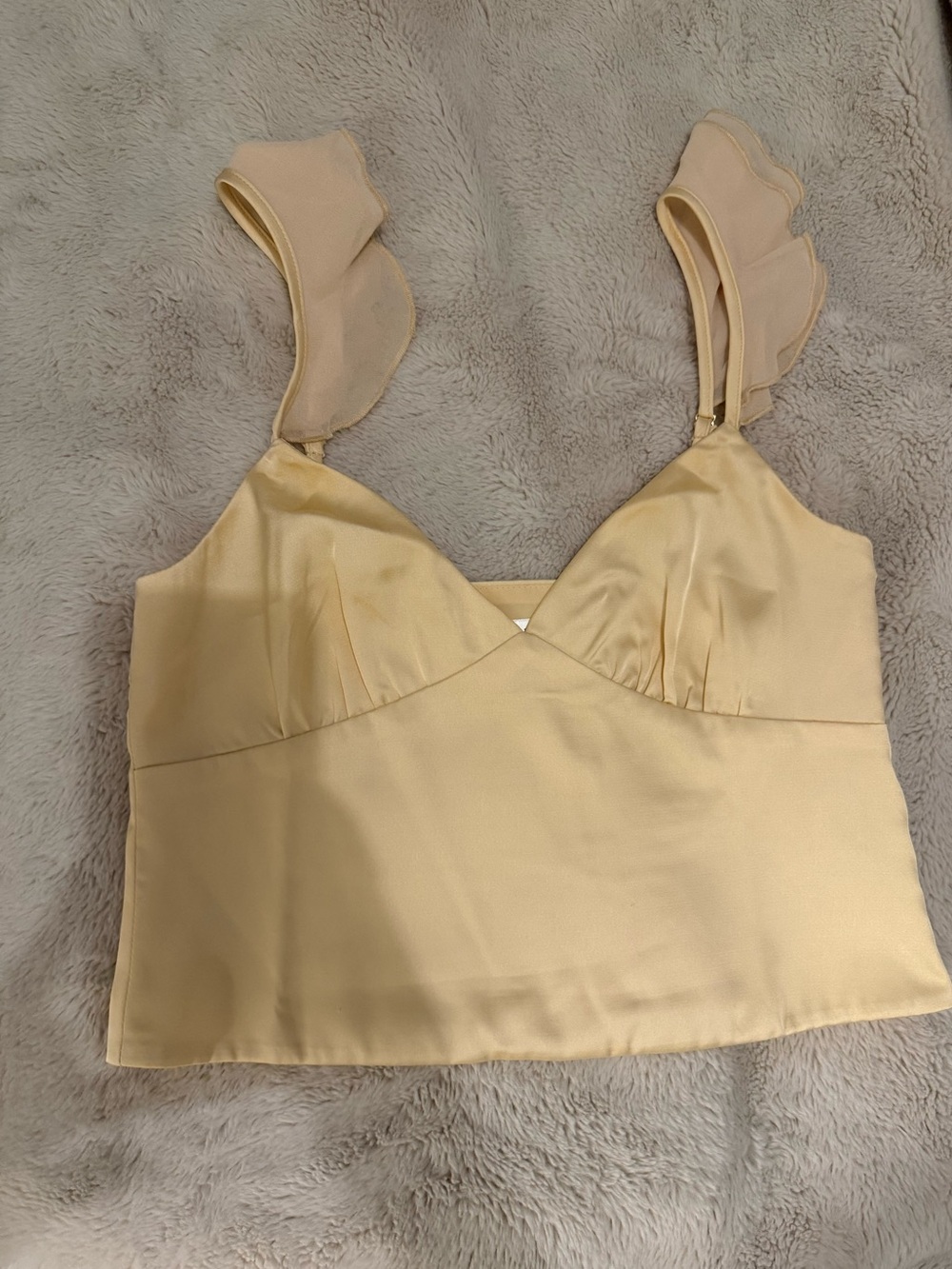 Beginning Boutique Golden Glow Satin Crop Top